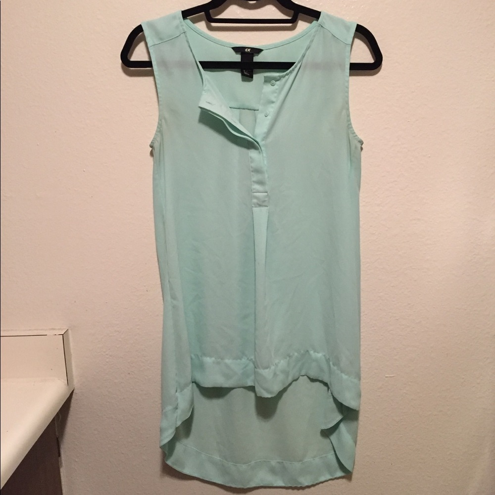 Semi-Sheer Sleeveless Tunic (Mint Color)