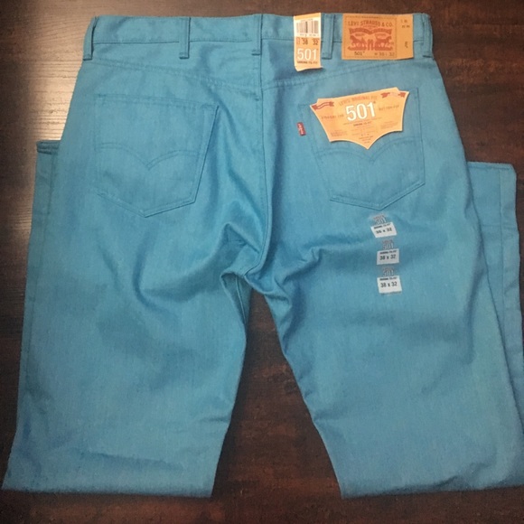 501 aquamarine straight leg Button fly Levi jeans - Picture 2 of 3