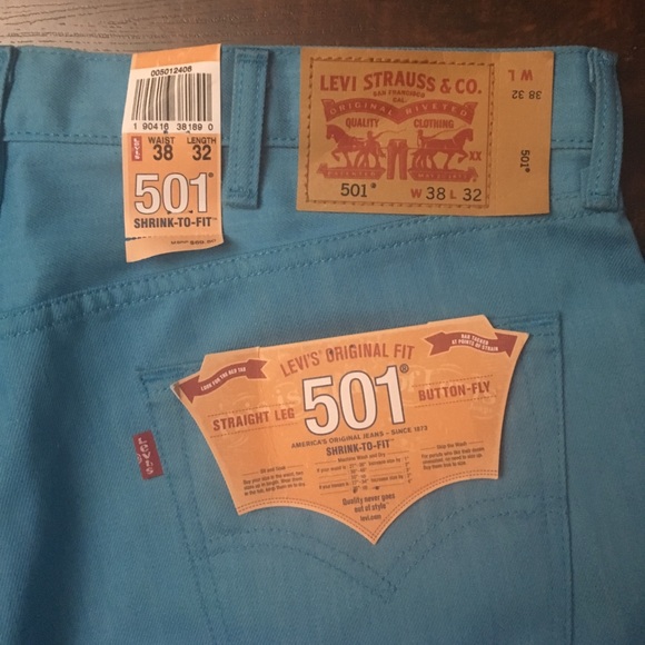 501 aquamarine straight leg Button fly Levi jeans - Picture 3 of 3