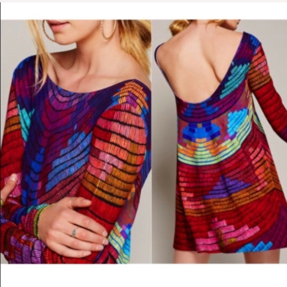 🎉HP🎉 Red Radial Swing DRESS Print Stretch NEW!! - Picture 3 of 6