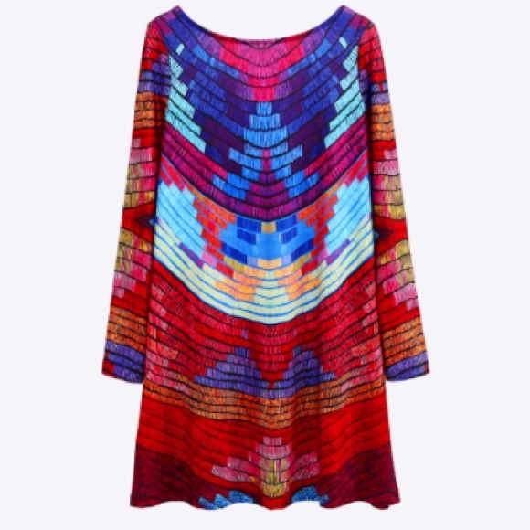 🎉HP🎉 Red Radial Swing DRESS Print Stretch NEW!! - Picture 5 of 6