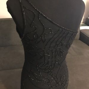 Black Sequin One Shoulder Dress
