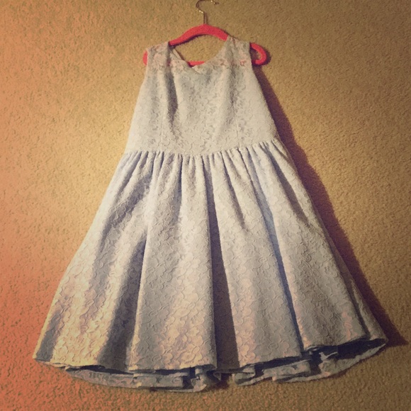 A light blue formal dress.
