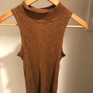Brown mock neck top