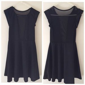 Black Plunge Mesh Dress