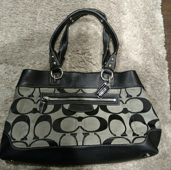black canvas coach purse