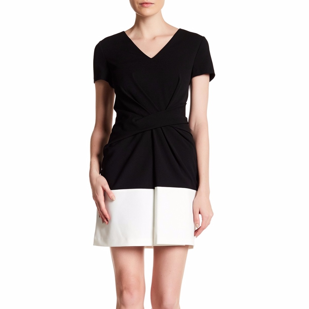 CYNTHIA STEFFE Black & White 'Nikki' Colorblock Fit & Flare Dress NWT Size 8