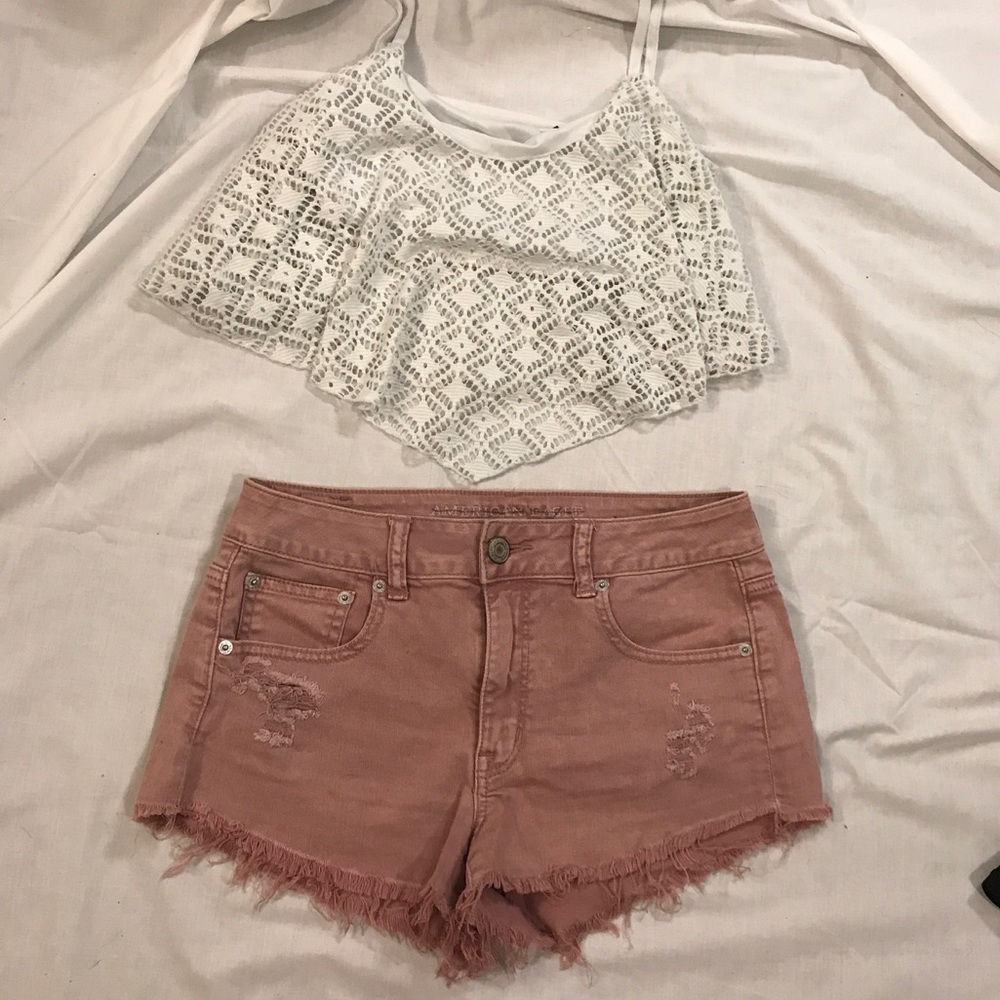 American Eagle Pink Jean Shorts