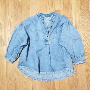 Anthropologie Holding Horses Denim Popover Blouse