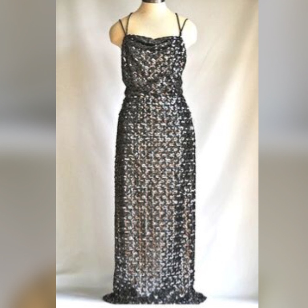 VINTAGE Norman Berg Black Grey Sequins Dress