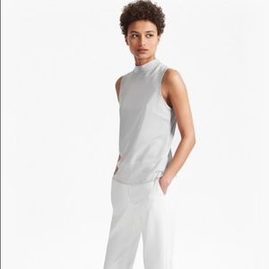 Crepe light mock neck top