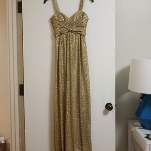 Amsale Loire Sequin Sweetheart Neck Gown Gold