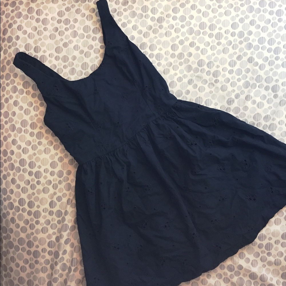 Abercrombie & Fitch Navy Eyelet Skater Dress