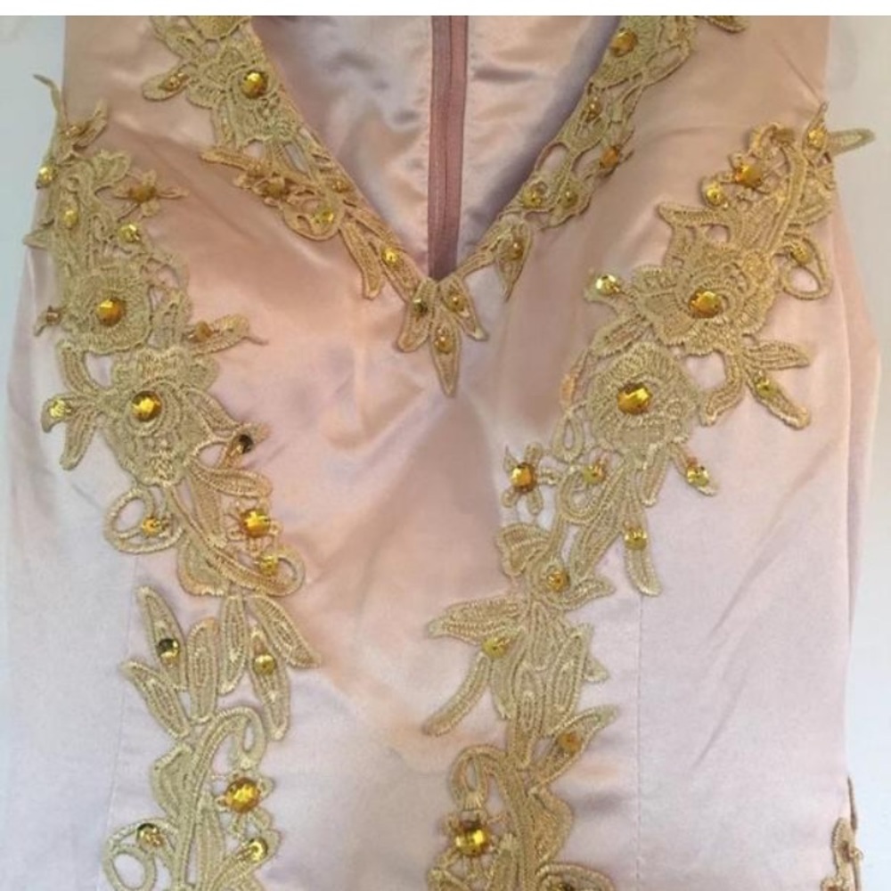 Pink and gold evening dress