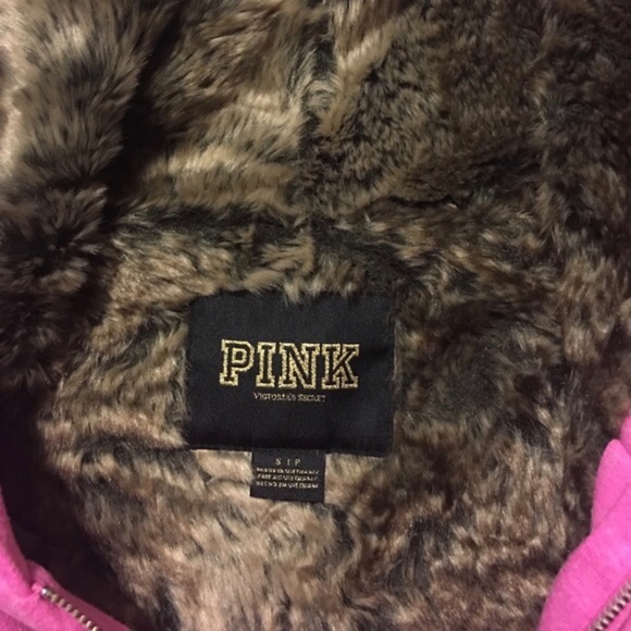 SOLD Rare VS Pink fur lined hoodie - Picture 2 of 4