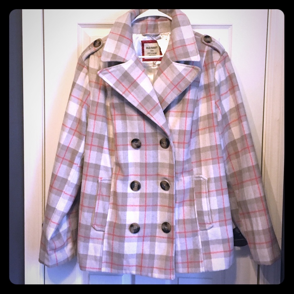 XXL plaid peacoat NWT