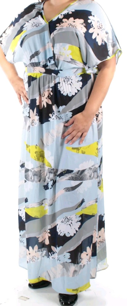Women's GRAY Printed Tie V-neck Faux  Wrap Dress