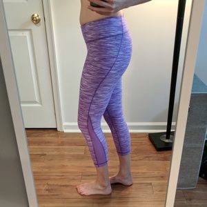 Cute purple pinstripe Zella crop legginga