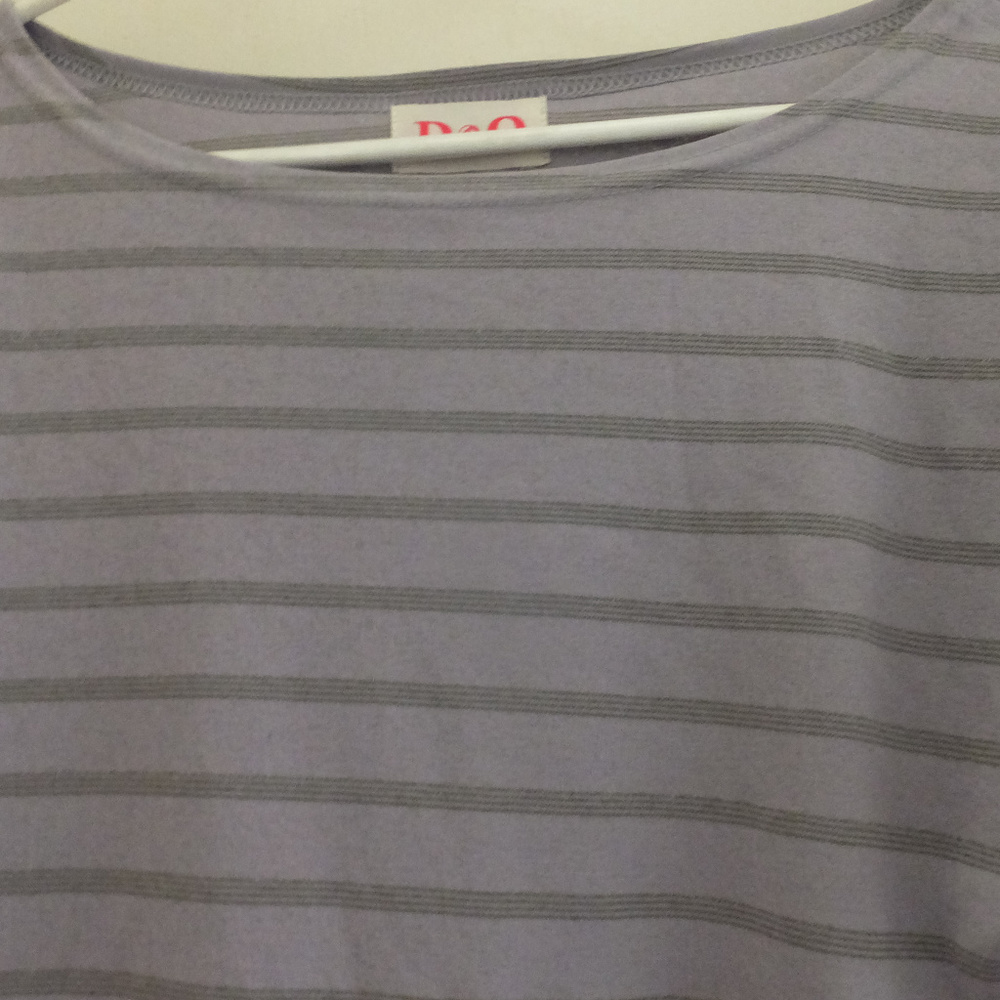 Striped Cold Shoulder Top w/ Buttoned Sleeves - Picture 4 of 8