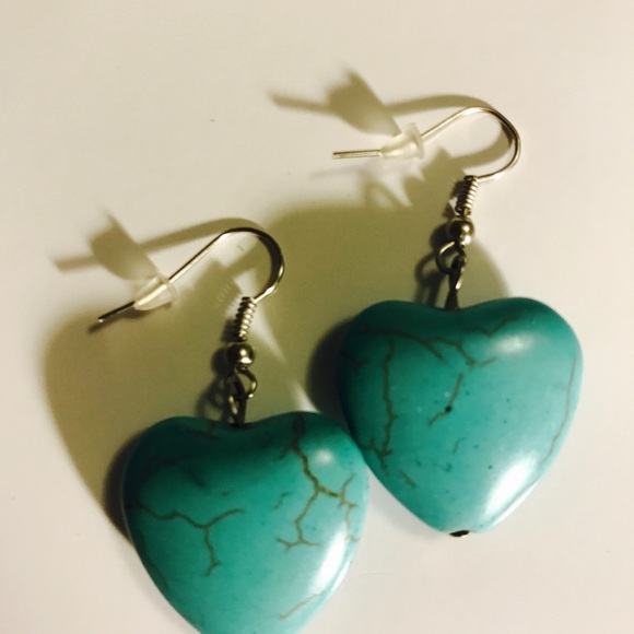 💗 Turquoise Heart Large Earrings NEW - Picture 3 of 5