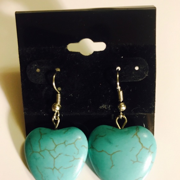 💗 Turquoise Heart Large Earrings NEW - Picture 4 of 5