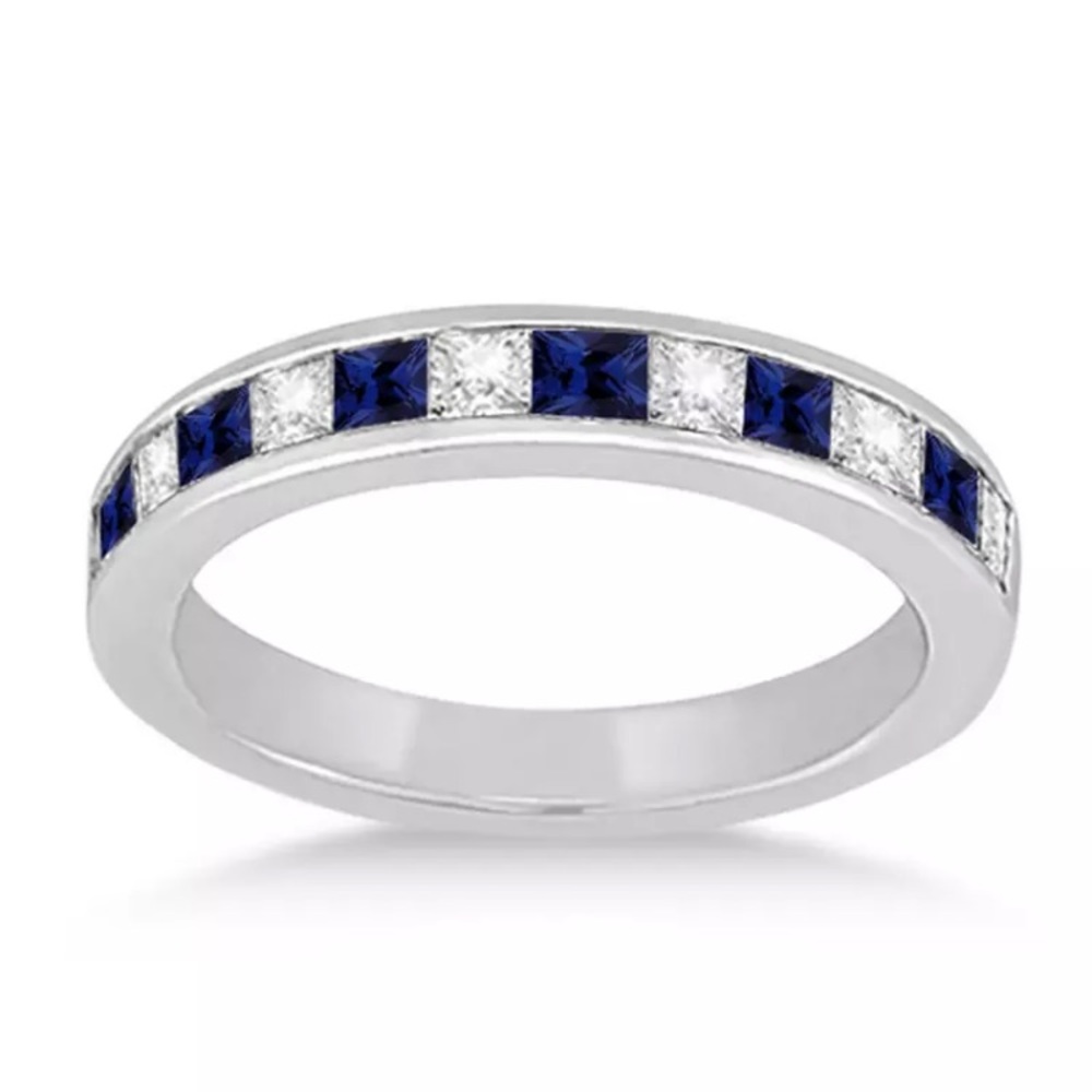925SS blue & white Sapphire band size 6