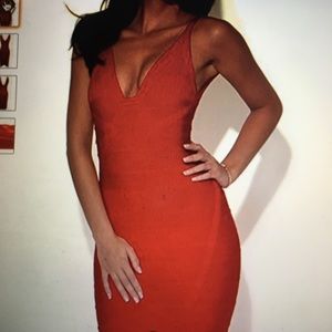 Bodycon Red Plunge Dress