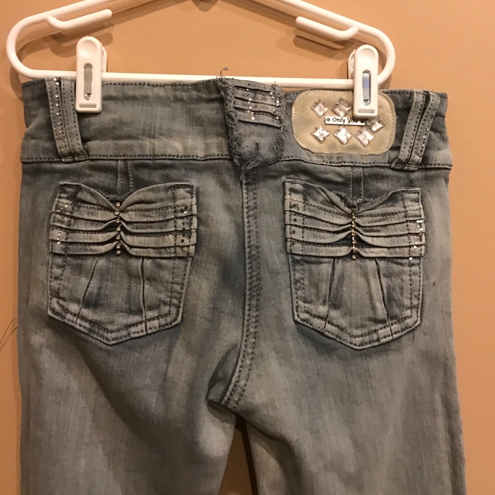 Only you grey embellished jeans stretch