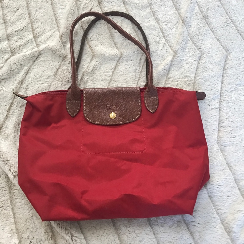 Authentic Longchamp Le Pilage Tote Bag in Red