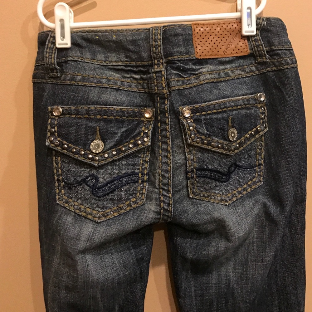 Almost famous dark blue embellished Brown stitch