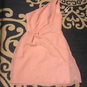 Size 8 Davids Bridal pink colored one strap dress