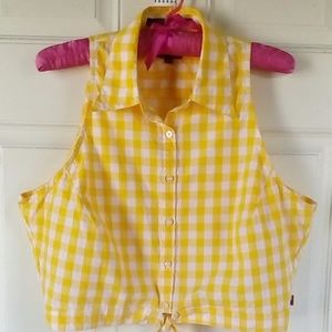 Tommy Jeans Sleeveless Yellow Gingham Crop Top