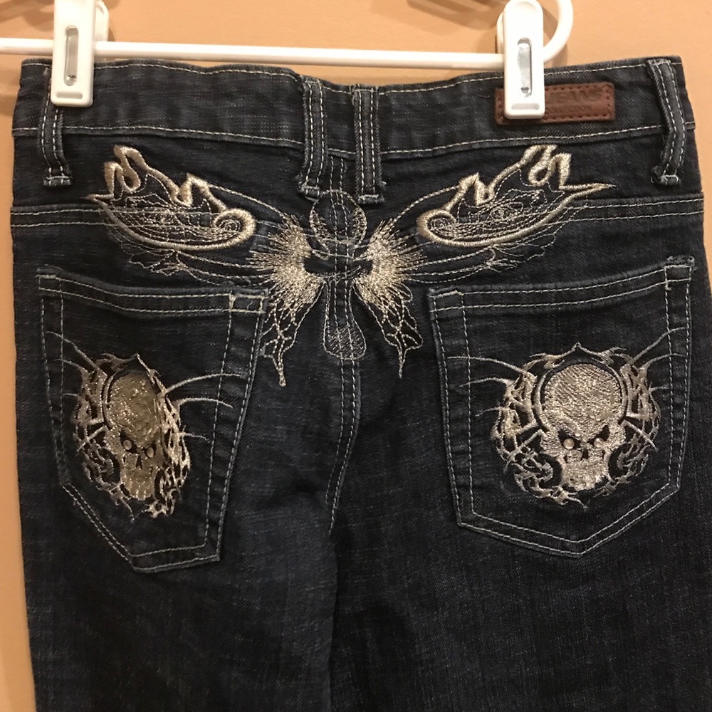 Hot ! Skulls p&p jeans 3/4