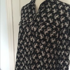 Ann Taylor Loft Squirrel Print Utility Blouse