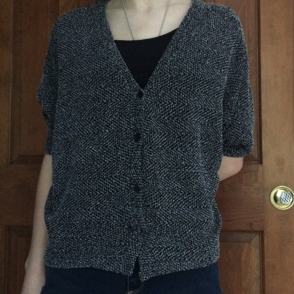 Black and Gray Vintage Havana "Button Up" Top