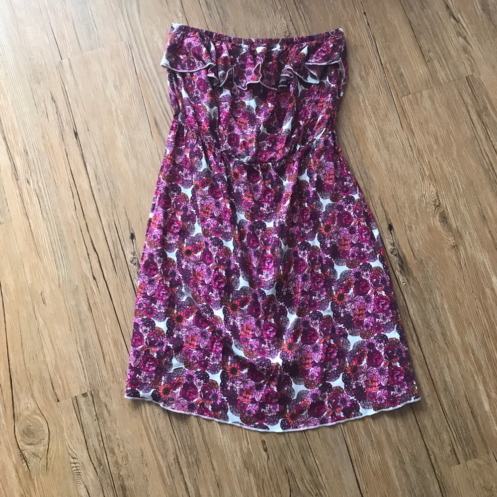 Strapless Floral Dress