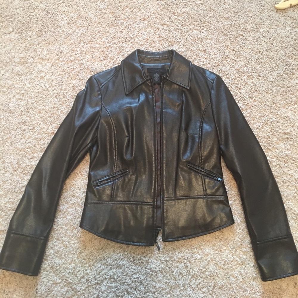 The Limited size Small Faux Brown Leather Jacket