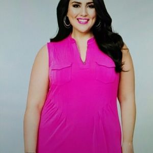 NWT Ashley Stewart Pink Tank w/ Zipper  & Pockets