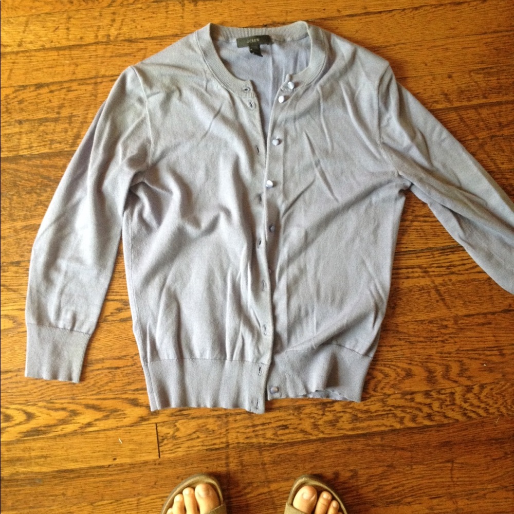 Lavender JCrew cardigan sweater