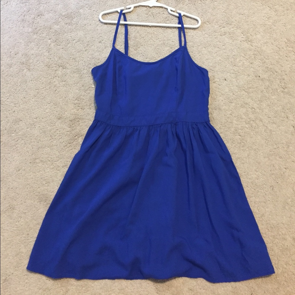 American Eagle blue backless spaghetti strap dress