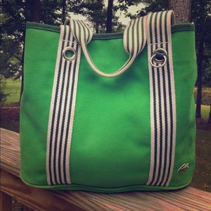 Lacoste big green canvas tote bag good condition