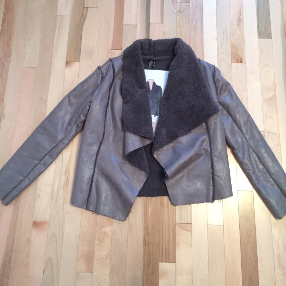 Faux leather fur coat