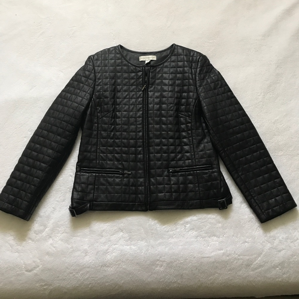 Petite quilted cropped ladies leather jacket
