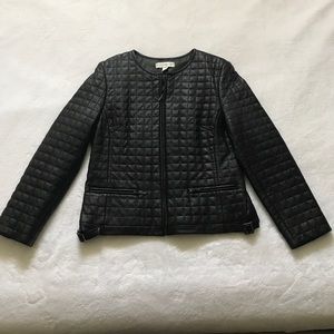 Petite quilted cropped ladies leather jacket