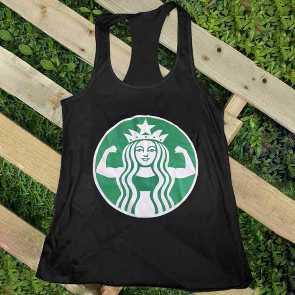 Starbucks Coffee Graphic Tank Top Tee Workout Gym
