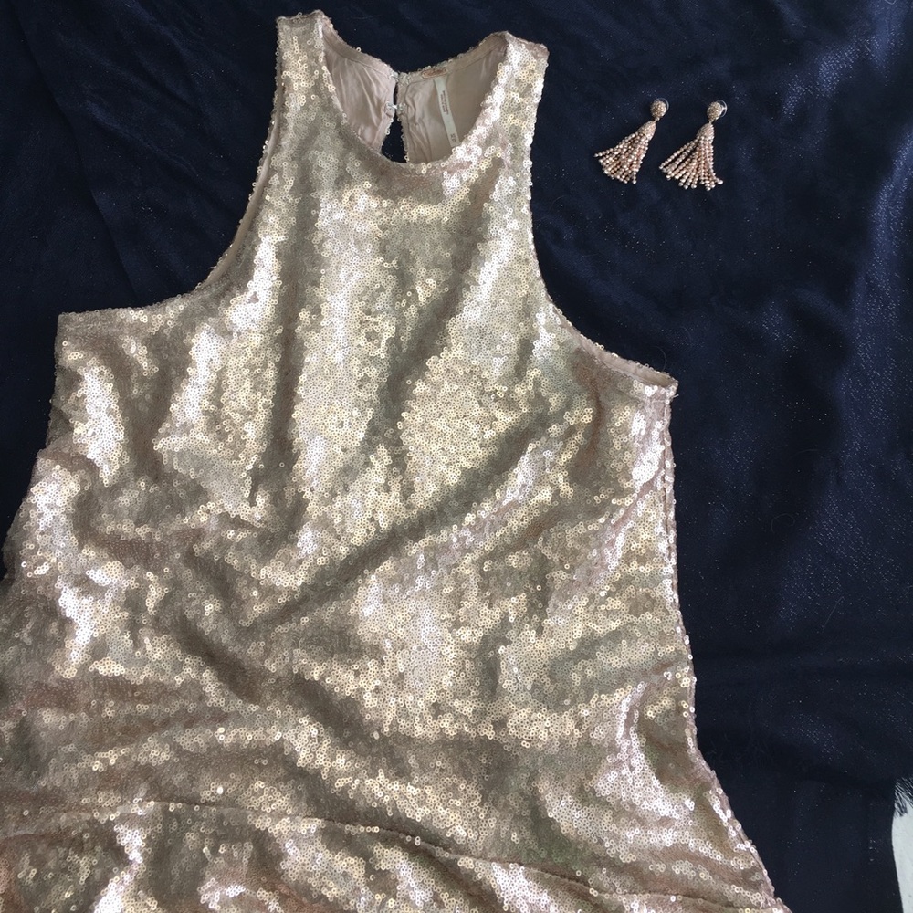 Free People Rose Gold Sequin Dress