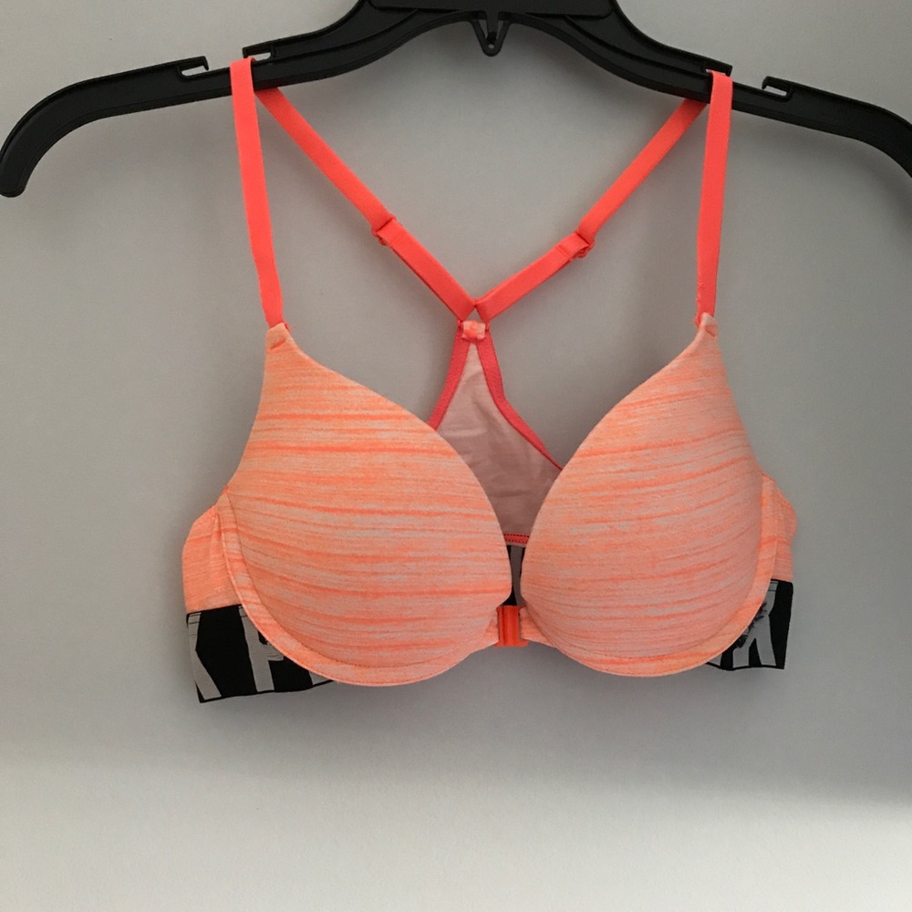 Pink front close bra