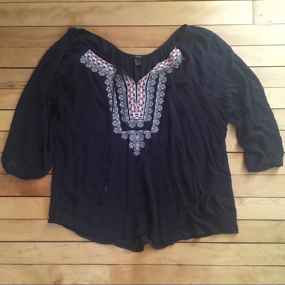 Forever 21 Embroidered Blouse