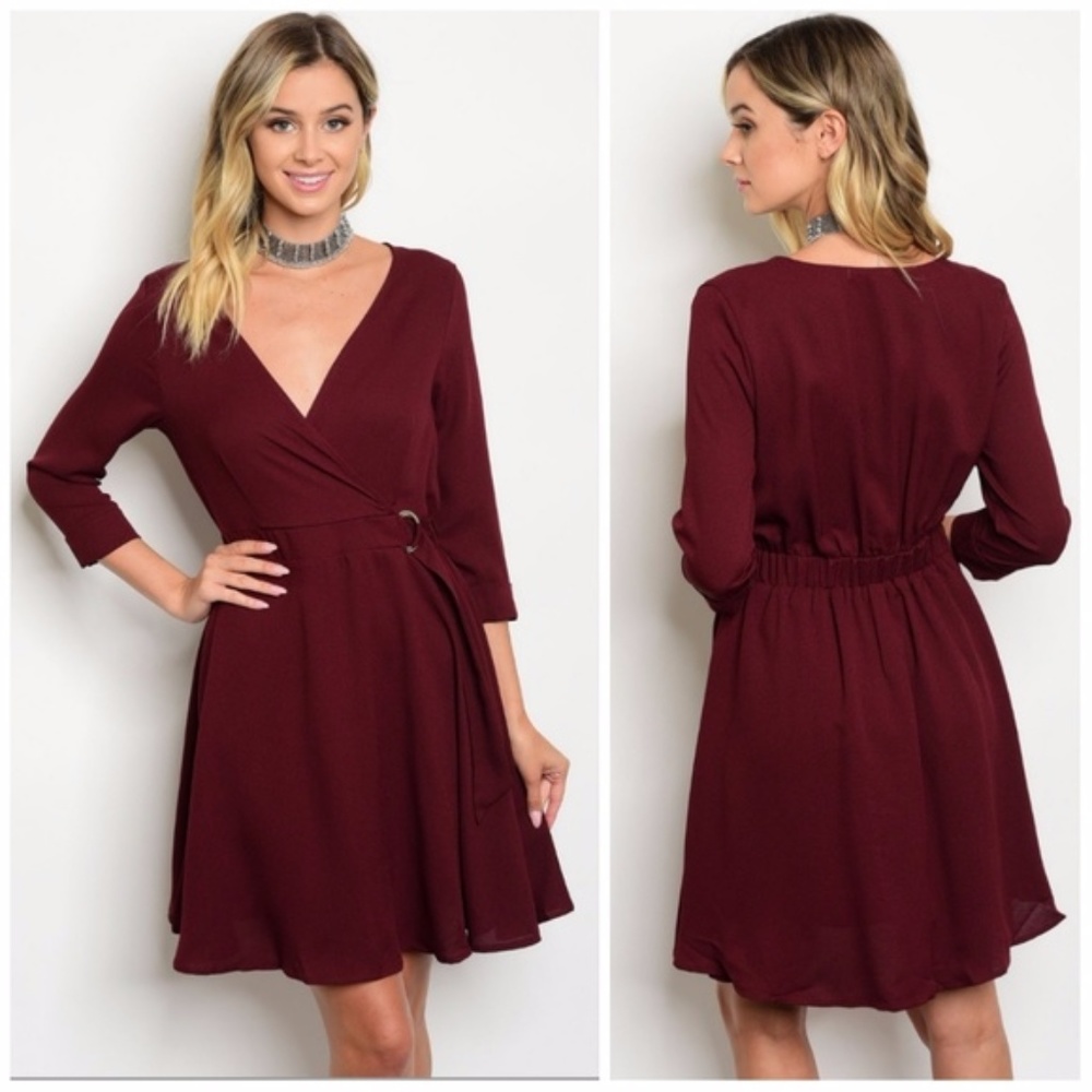 3/4 Sleeve Wrap Dress