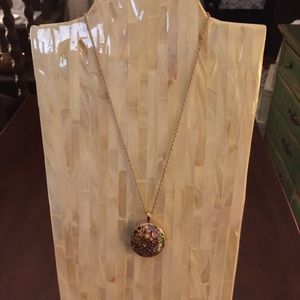 Enclosed Locket Necklace w/ Faux Pearls & Gems